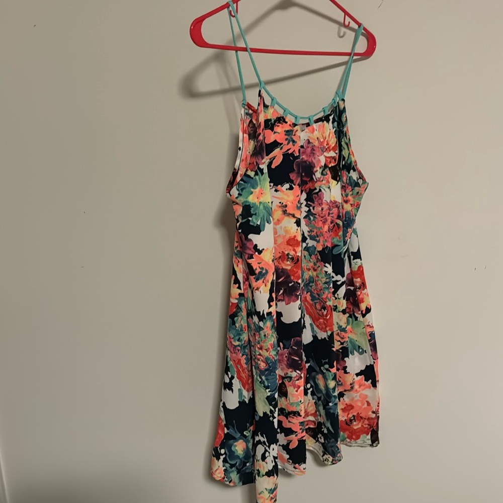 Mint Neon Floral Short Dress